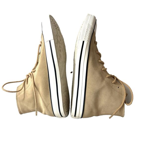 Converse All Star Hi-Top Classic Beige Leather Sneaker Womens Sz 8 Lace Up Shoes - Picture 5 of 11